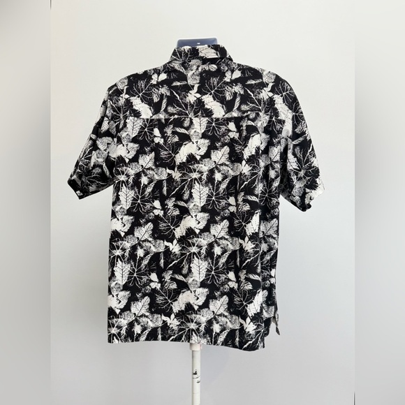 LUKA PANDORA Black and White leaf print Casual Button Down Shirt size L - Picture 6 of 12